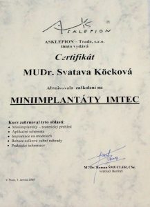 Certifikát implantáty